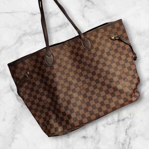 Large brown checkered tote bag